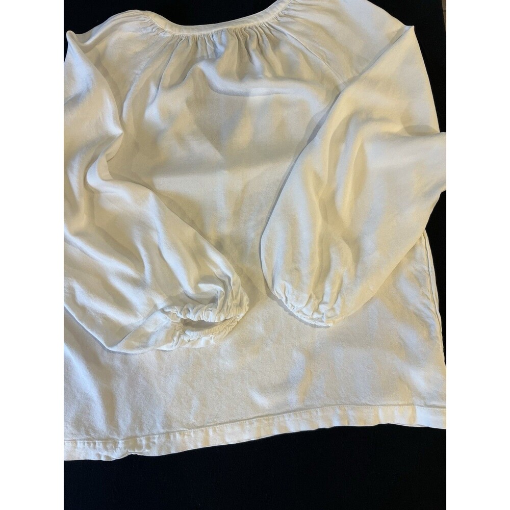 Ladies' White Cotton Peasant Blouse OLD NAVY Size L See Through minimalist - Picture 9 of 12
